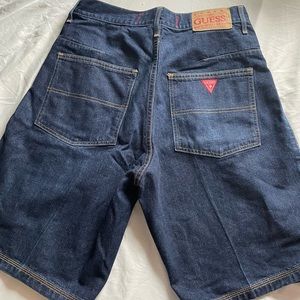 Vintage Deadstock Guess Jeans shorts ,Pascal Dark Wash Jorts Triangle Logo